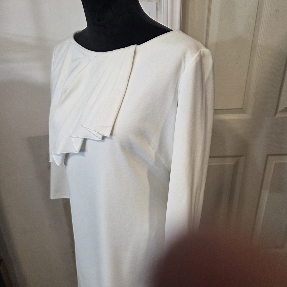 Alex Marie Dress Elegant Cream Long Sleeve Dress Pleated Top Long Sleeve - Picture 8 of 11